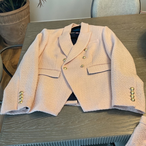 Pink tweed blazer and skirt set, Biltmore, size 14 - Picture 3 of 4